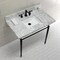 Fauceture KVPB3622M8SQ0 36" Console Sink with Brass Legs (8-Inch, 3 Hole), Marble White/Matte Black KVPB3622M8SQ0 - alternate 2